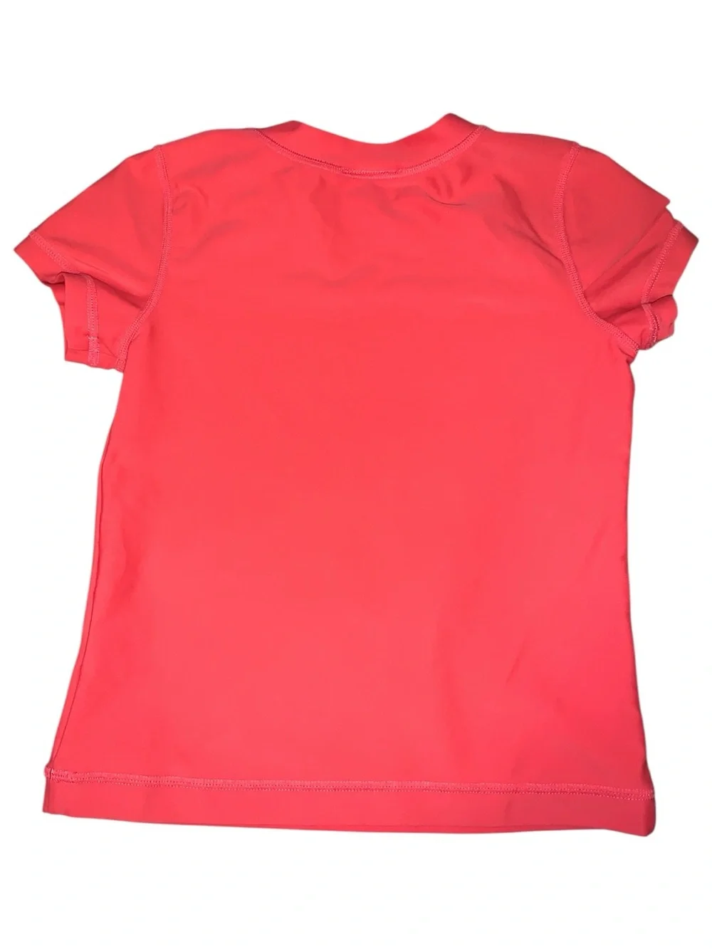 Hanna Andersson Girls 6-7 Coral-Red Short Sleeve Swim Tee Rash Guard